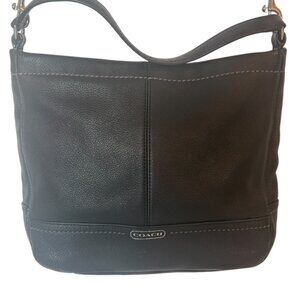 Coach Park Pebbled Leather Crossbody Black Handbag Hobo with teal Lining